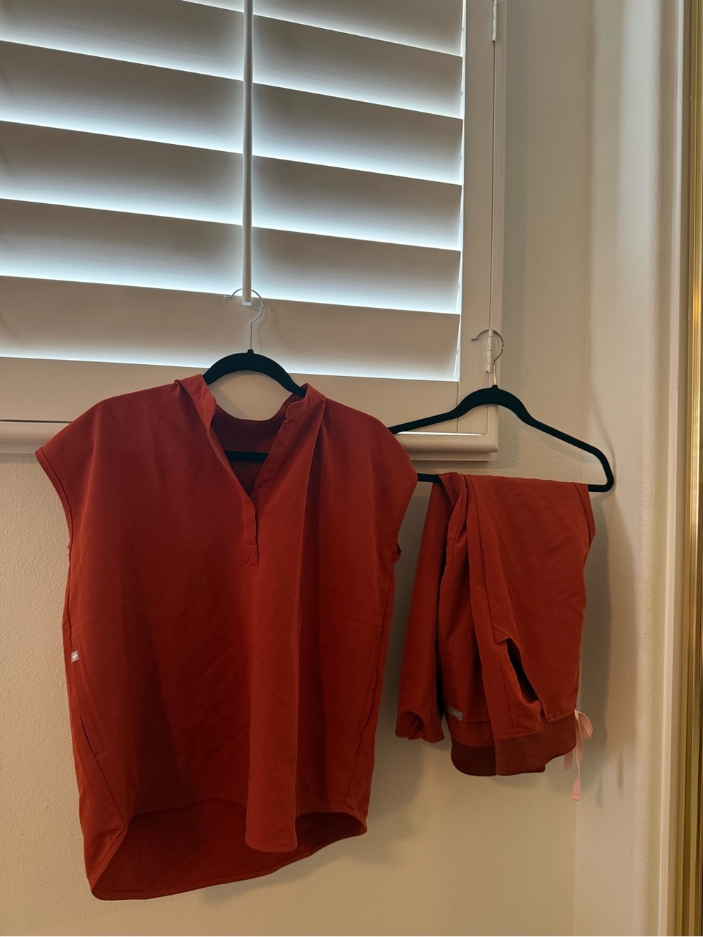 Figs Rust Red Short-Sleeve Top and Jogger Set